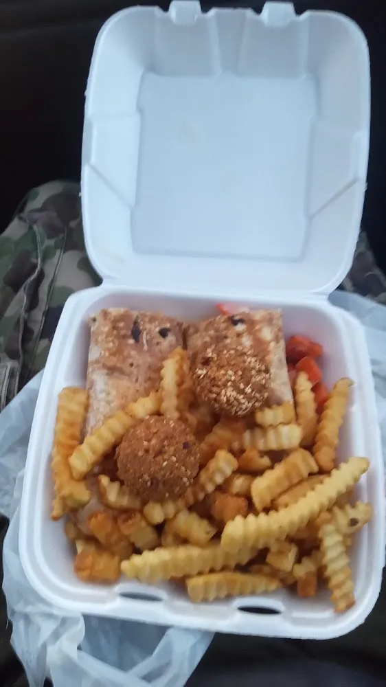 Chicken Shawarma Fries and Felafel